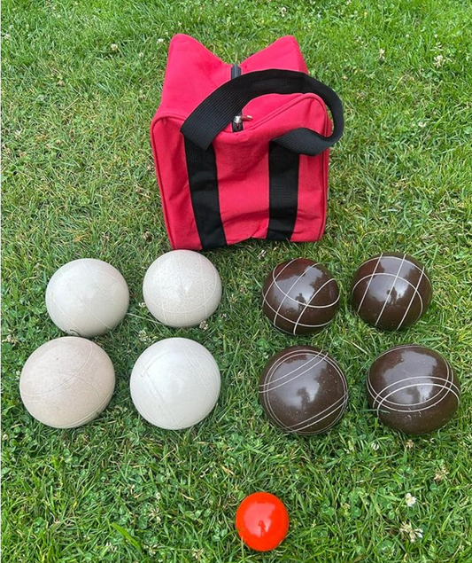 EPCO 107mm Tournament Quality Professional Bocce Ball Set, Espresso Brown/White Balls - Bag Included