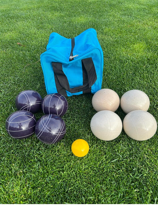 EPCO 107mm Tournament Quality Professional 8 ball Bocce Ball Set, Purple/White Balls Bag Included