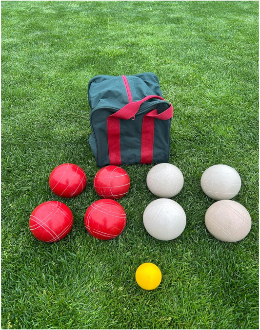 EPCO 107mm Tournament Quality Professional 8 ball Bocce Ball Set, White/Rustic Red Balls Bag Included