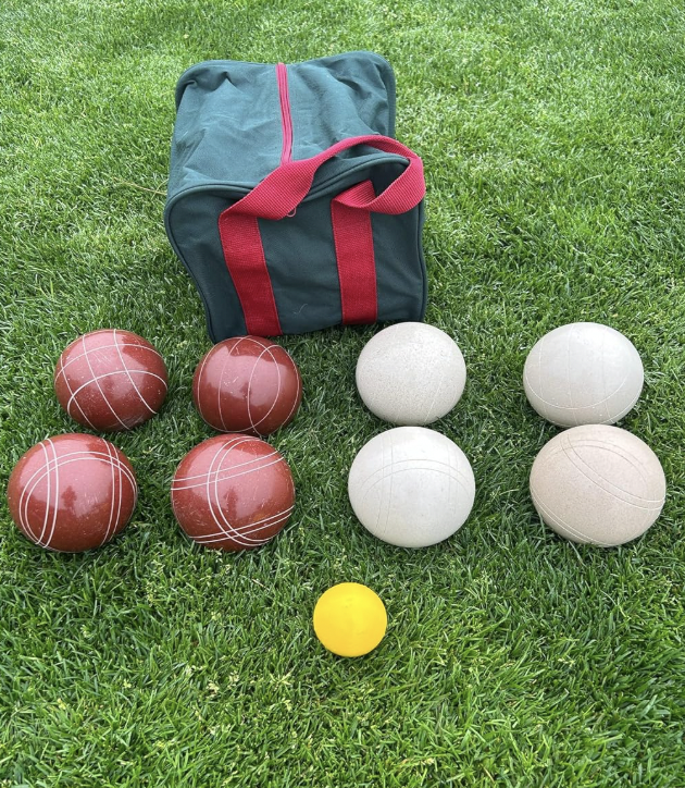 EPCO 107mm Tournament Quality Professional Bocce Ball Set, Dark Red/White Balls - Bag included