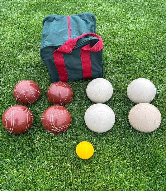 EPCO 107mm Tournament Quality Professional Bocce Ball Set, Dark Red/White Balls - Bag included