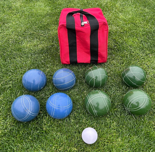 EPCO 107mm Tournament Quality Professional Bocce Ball Set, Blue/Dark Green Balls - Bag Included
