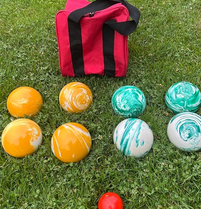 EPCO 107mm Tournament Quality Professional 8 ball Bocce Ball Set, Marble Yellow/ Marble GreenBalls Bag Included