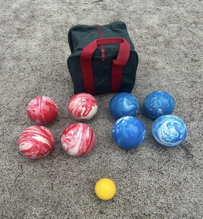 EPCO 107mm Tournament Quality Professional 8 ball Bocce Ball Set, Marble Blue/Marble Red Balls Bag Included