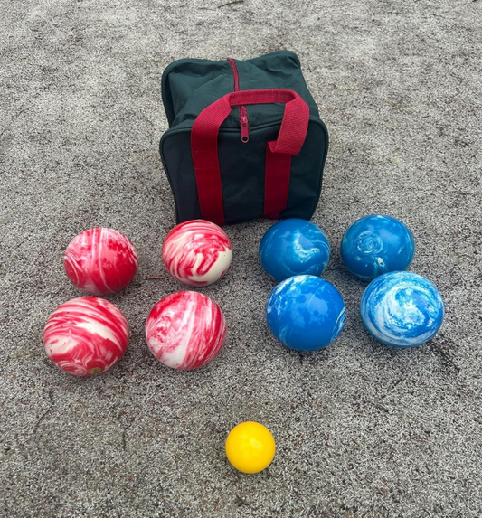 EPCO 107mm Tournament Quality Professional 8 ball Bocce Ball Set, Marble Blue/Marble Red Balls Bag Included