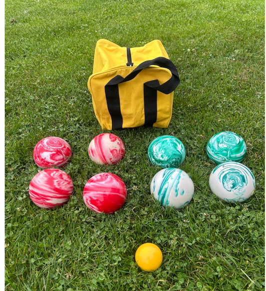 EPCO 107mm Tournament Quality Professional 8 ball Bocce Ball Set, Marble Red/Marble GreenBalls Bag Included