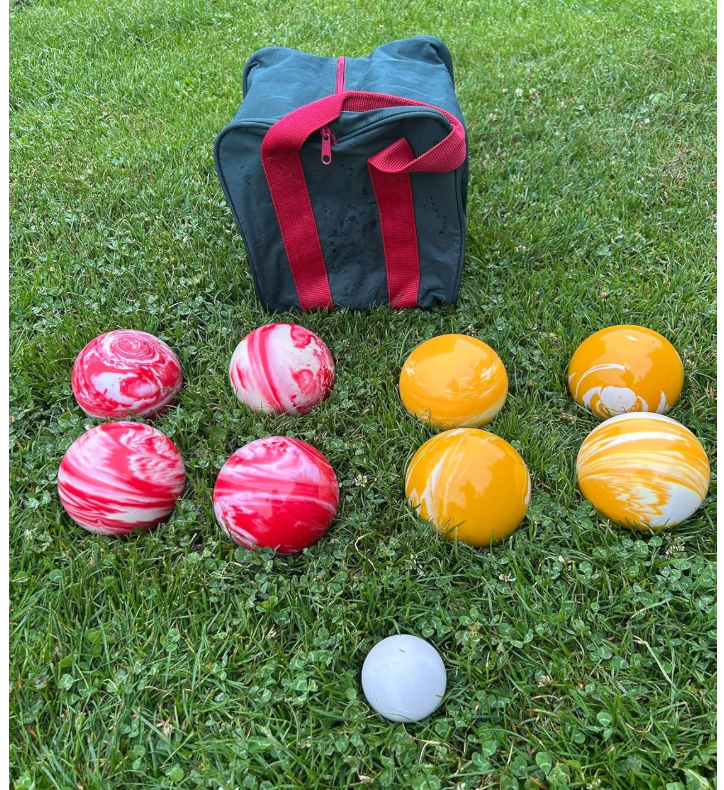 EPCO 107mm Tournament Quality Professional 8 ball Bocce Marble Red/Marble Yellow Ball Set,  Balls Bag Included