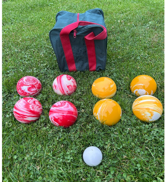 EPCO 107mm Tournament Quality Professional 8 ball Bocce Marble Red/Marble Yellow Ball Set,  Balls Bag Included