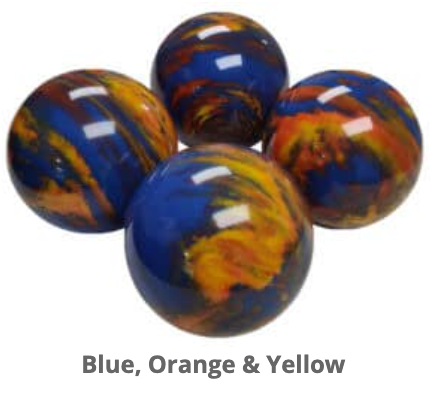 EPCO 107mm Tournament 4 ball Bocce Sets - Marbled Orange/Blue/Yellow