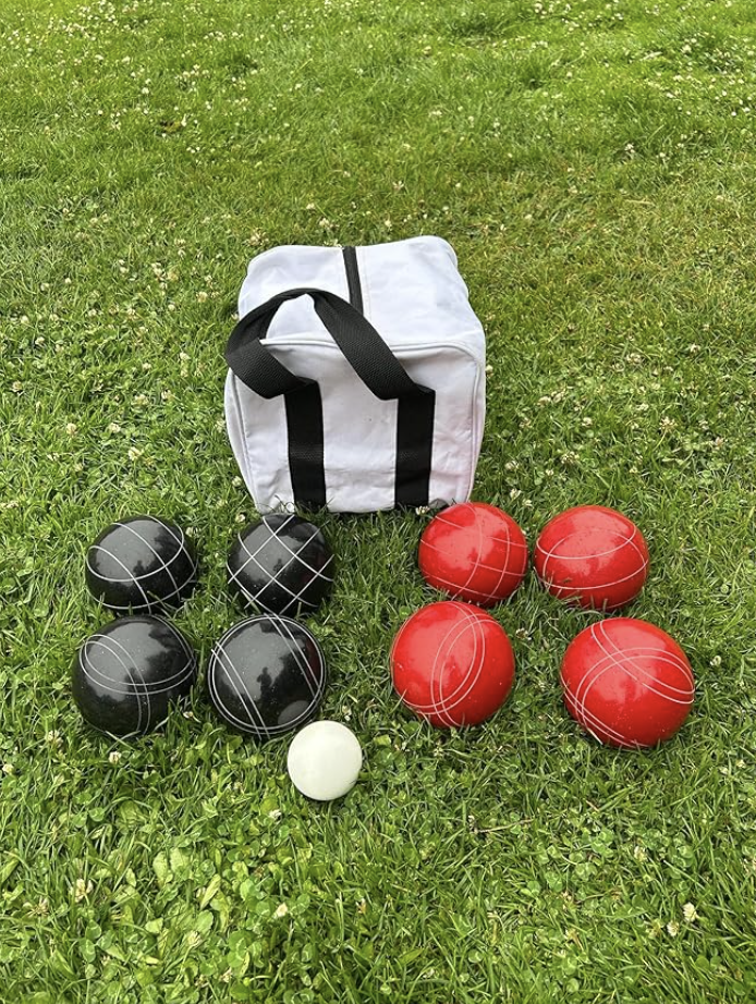 EPCO 107mm Tournament Quality Professional 8 ball Bocce Ball Set, Black/Red Balls Bag Included