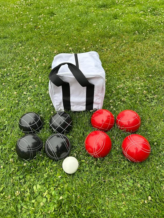EPCO 107mm Tournament Quality Professional 8 ball Bocce Ball Set, Black/Red Balls Bag Included