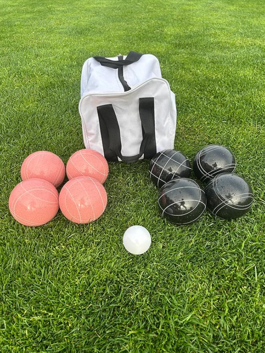 EPCO 107mm Tournament Quality Professional 8 ball Bocce Ball Set, Black/Pink Balls Bag Included