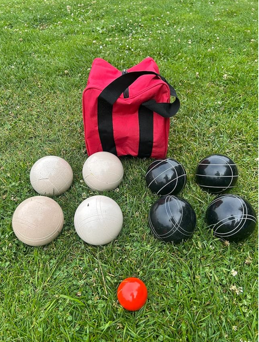 EPCO 107mm Tournament Quality Professional 8 ball Bocce Ball Set, Black/White Balls Bag Included