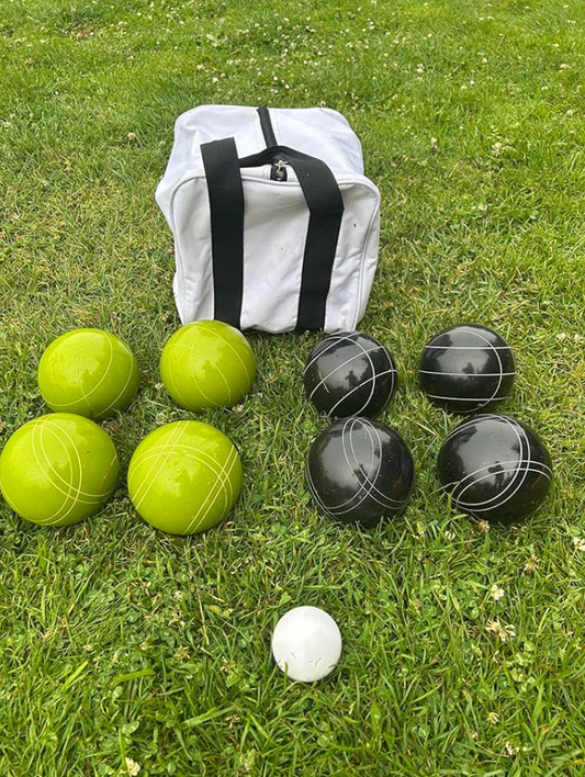 EPCO 107mm Tournament Quality Professional 8 ball Bocce Ball Set, Black/Rustic Green Balls Bag Included