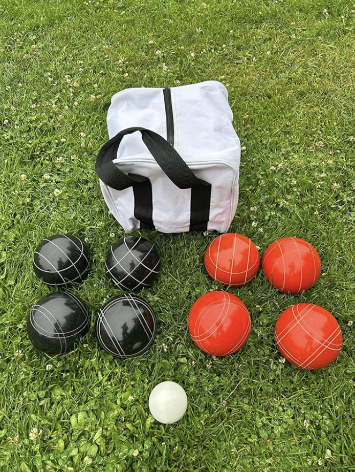 EPCO 107mm Tournament Quality Professional 8 ball Bocce Ball Set, Black/rustic orange Balls Bag Included