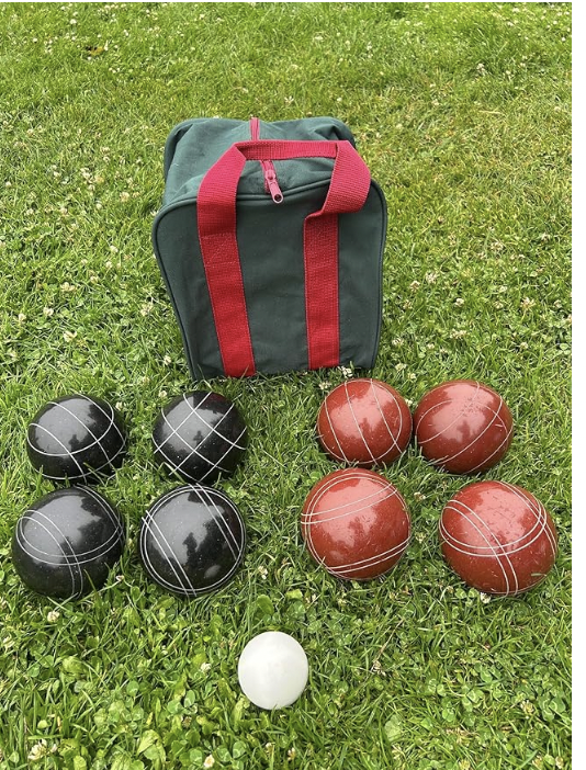 EPCO 107mm Tournament Quality Professional 8 ball Bocce Ball Set, Black/Dark Red Balls Bag Included