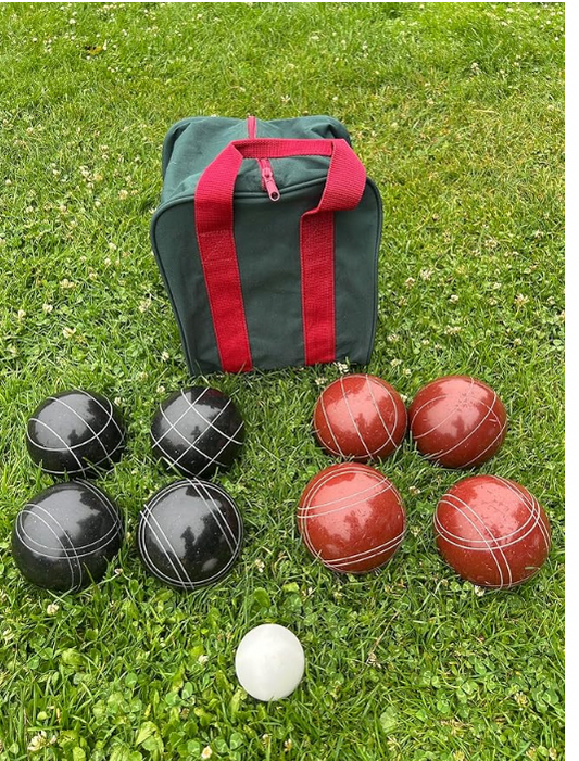 EPCO 107mm Tournament Quality Professional 8 ball Bocce Ball Set, Black/Dark Red Balls Bag Included