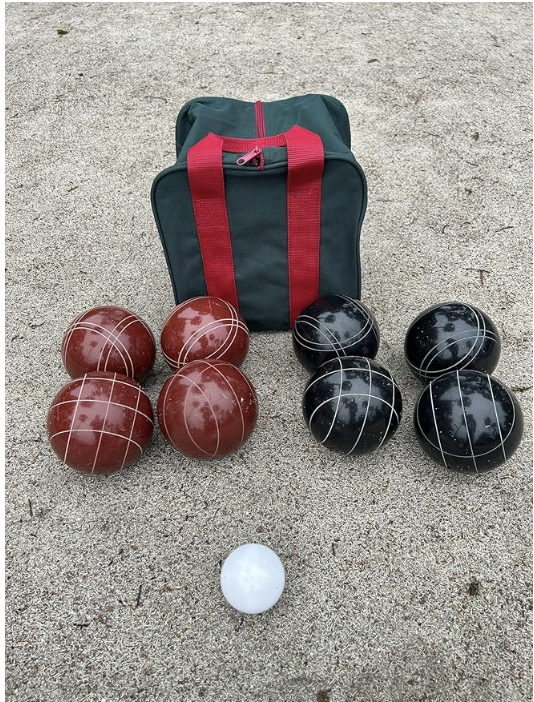 EPCO 107mm Tournament Quality Professional 8 ball Bocce Ball Set, Black/Dark Red Balls Bag Included