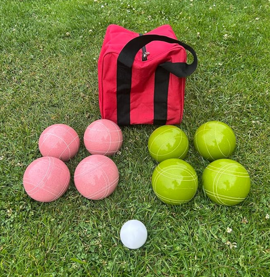 EPCO 107mm Tournament Quality Professional 8 ball Bocce Ball Set, Pink/Rustic Green Balls Bag Included