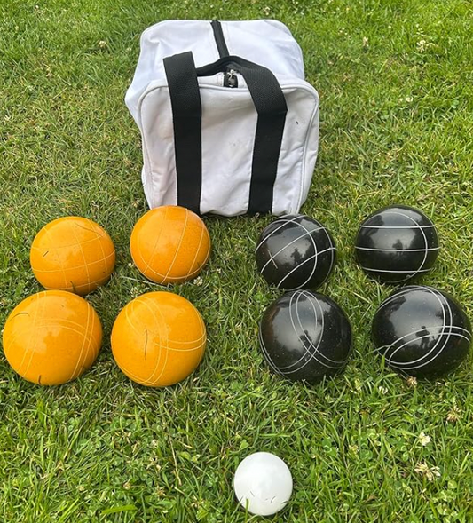 EPCO 107mm Tournament Quality Professional 8 ball Bocce Ball Set, Black/rustic yellow Balls Bag Included