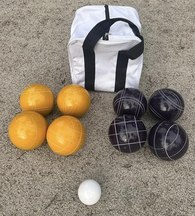EPCO 107mm Tournament Quality Professional 8 ball Bocce Ball Set, Black/rustic yellow Balls Bag Included