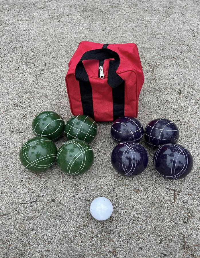 EPCO 107mm Tournament Quality Professional 8 ball Bocce Ball Set, Purple/Dark Green Balls Bag Included