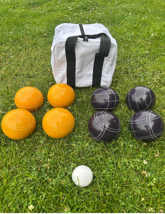 EPCO 107mm Tournament Quality Professional 8 ball Bocce Ball Set, Purple/ Gold Balls Bag Included