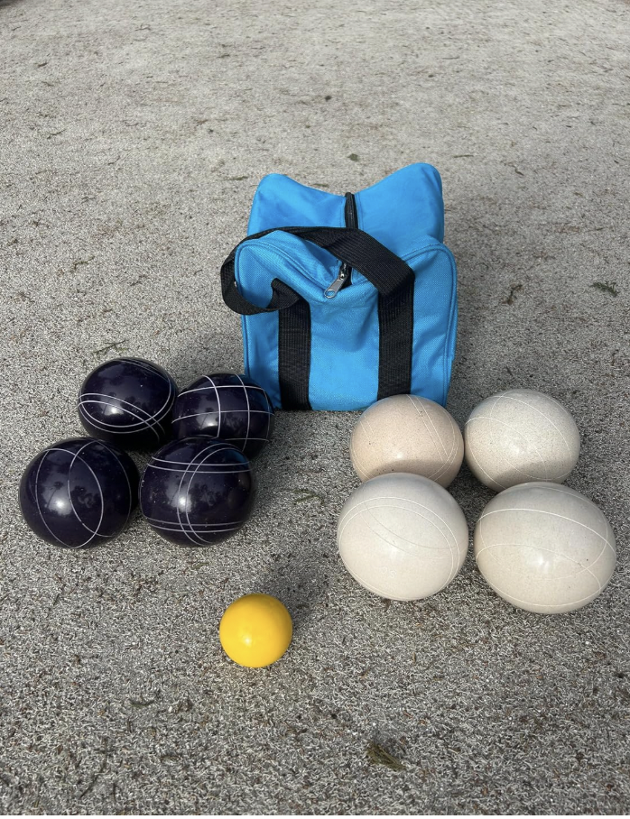 EPCO 107mm Tournament Quality Professional 8 ball Bocce Ball Set, Purple/White Balls Bag Included