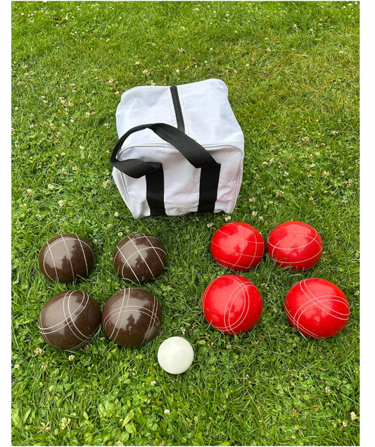 EPCO 107mm Tournament Quality Professional Bocce Ball Set, Espresso Brown/Red Balls - Bag Included