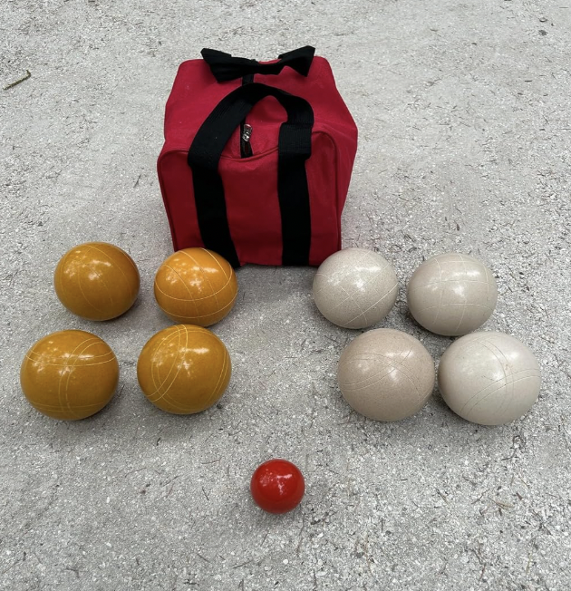 EPCO 107mm Tournament Quality Professional 8 ball Bocce Ball Set, White/Gold Balls Bag Included