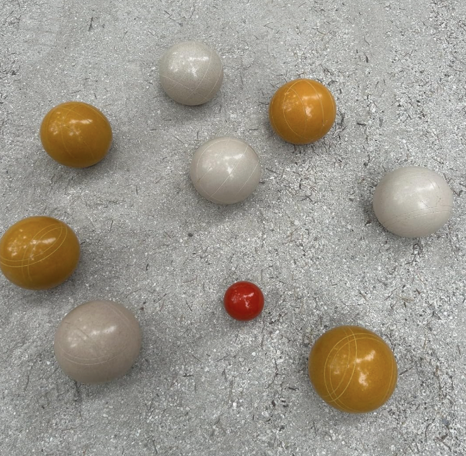 EPCO 107mm Tournament Quality Professional 8 ball Bocce Ball Set, White/Gold Balls Bag Included
