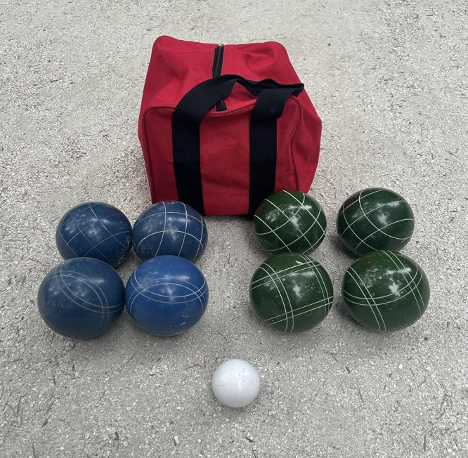 EPCO 107mm Tournament Quality Professional Bocce Ball Set, Blue/Dark Green Balls - Bag Included