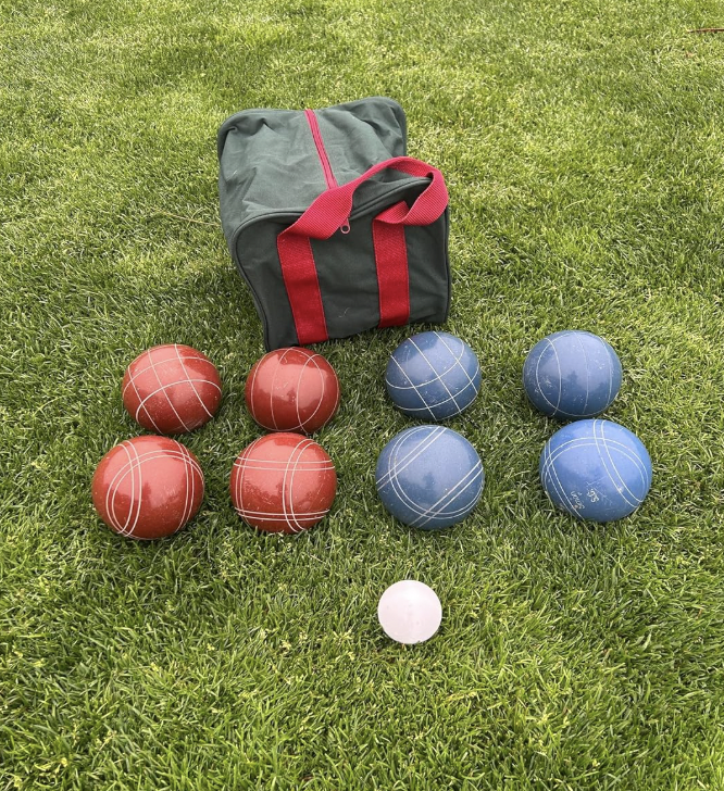 EPCO 107mm Tournament Quality Professional Bocce ball Set, Dark Red/Blue Balls - Bag Included