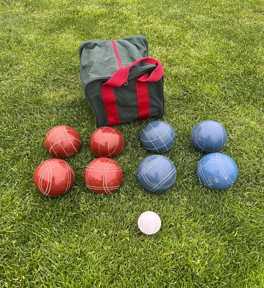 EPCO 107mm Tournament Quality Professional Bocce ball Set, Dark Red/Blue Balls - Bag Included