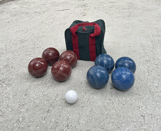 EPCO 107mm Tournament Quality Professional Bocce ball Set, Dark Red/Blue Balls - Bag Included