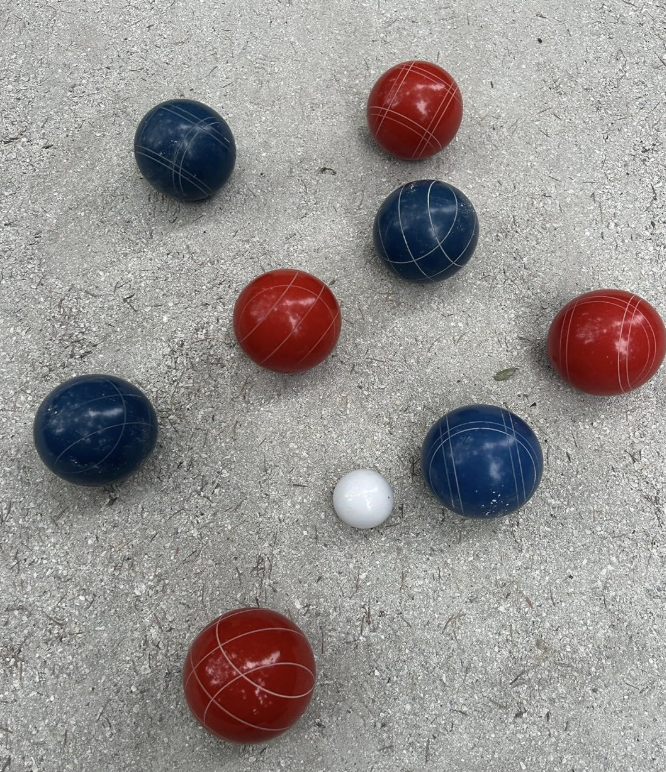 EPCO 107mm Tournament quality Bocce Set - Rustic Blue/Red balls- green/maroon bag