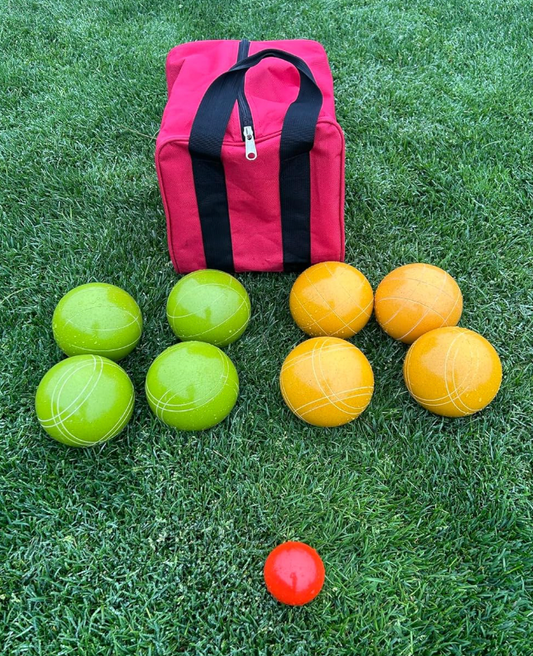 EPCO 107mm Rustic Tournament Quality Professional Bocce Ball Set - Rustic Green/Yellow balls- green/maroon bag