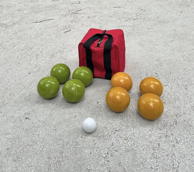 EPCO 107mm Rustic Tournament Quality Professional Bocce Ball Set - Rustic Green/Yellow balls- green/maroon bag