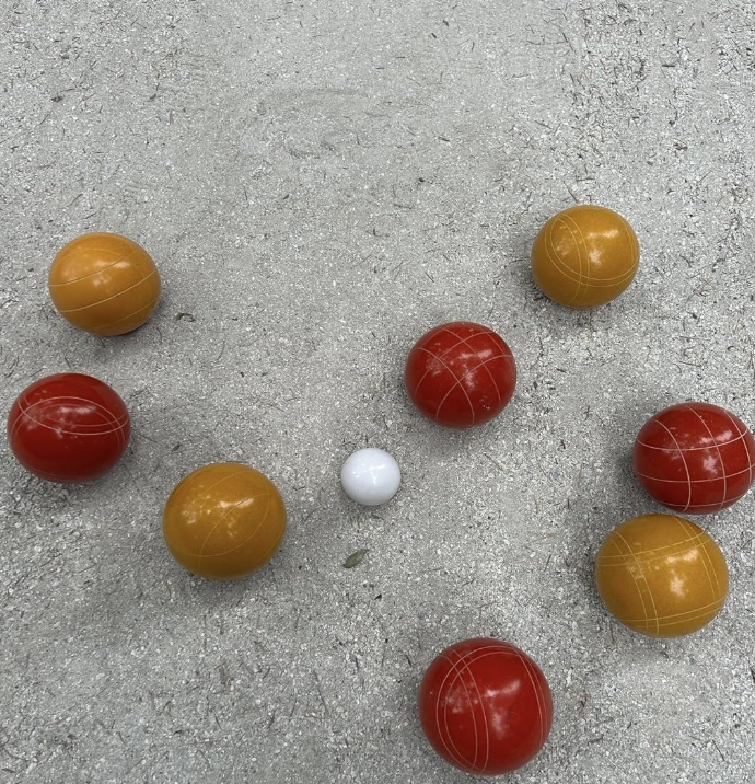 EPCO 107mm Rustic Tournament Quality Professional 8 Ball Bocce Set - Rustic Yellow/Rustic Red balls- green/maroon bag