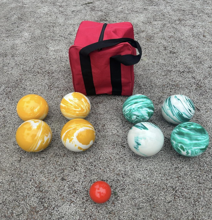 EPCO 107mm Tournament Quality Professional 8 ball Bocce Ball Set, Marble Yellow/ Marble GreenBalls Bag Included