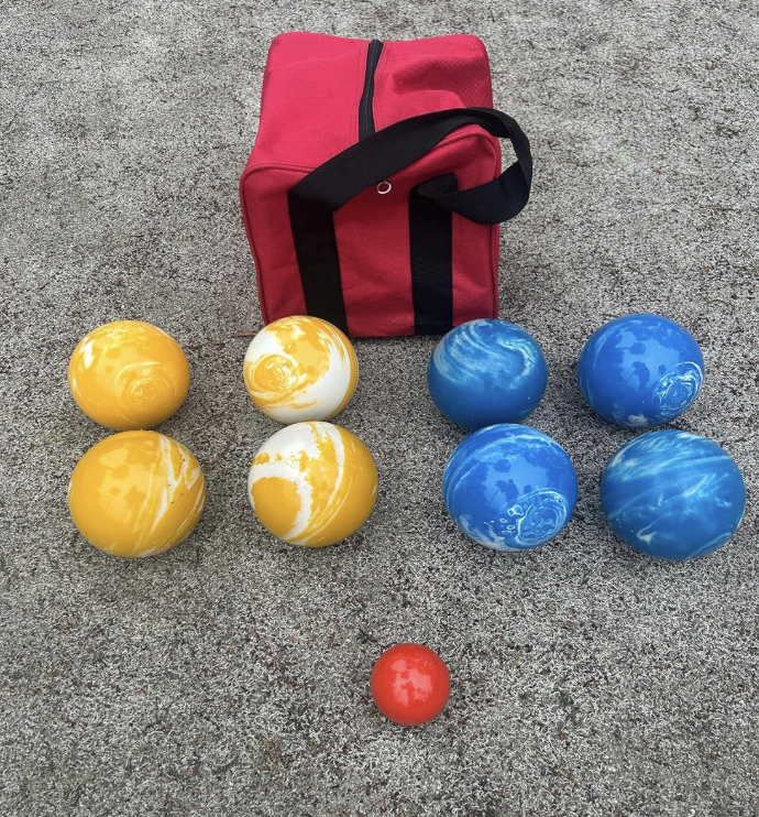 EPCO 107mm Tournament Quality Professional 8 ball Bocce Ball Set, Marble Blue/Marble Yellow Balls Bag Included
