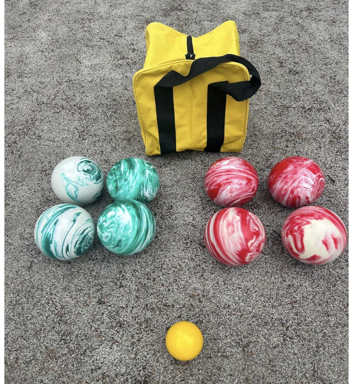EPCO 107mm Tournament Quality Professional 8 ball Bocce Ball Set, Marble Red/Marble GreenBalls Bag Included