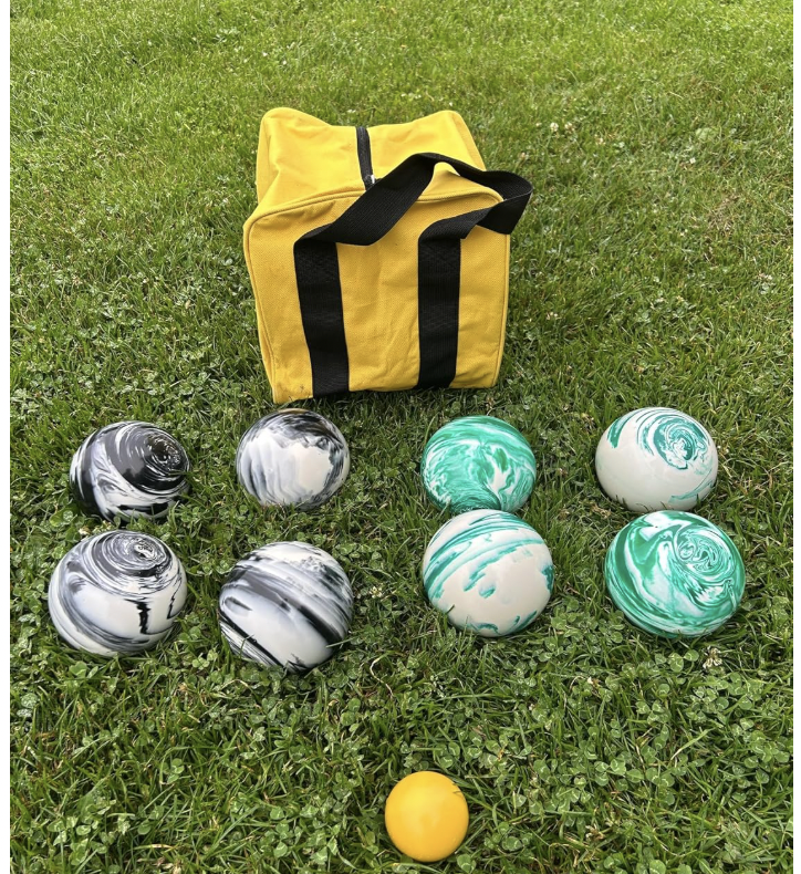 EPCO 107mm Tournament Quality Professional 8 ball Bocce Ball Set, Marble Black/Marble Green Balls Bag Included