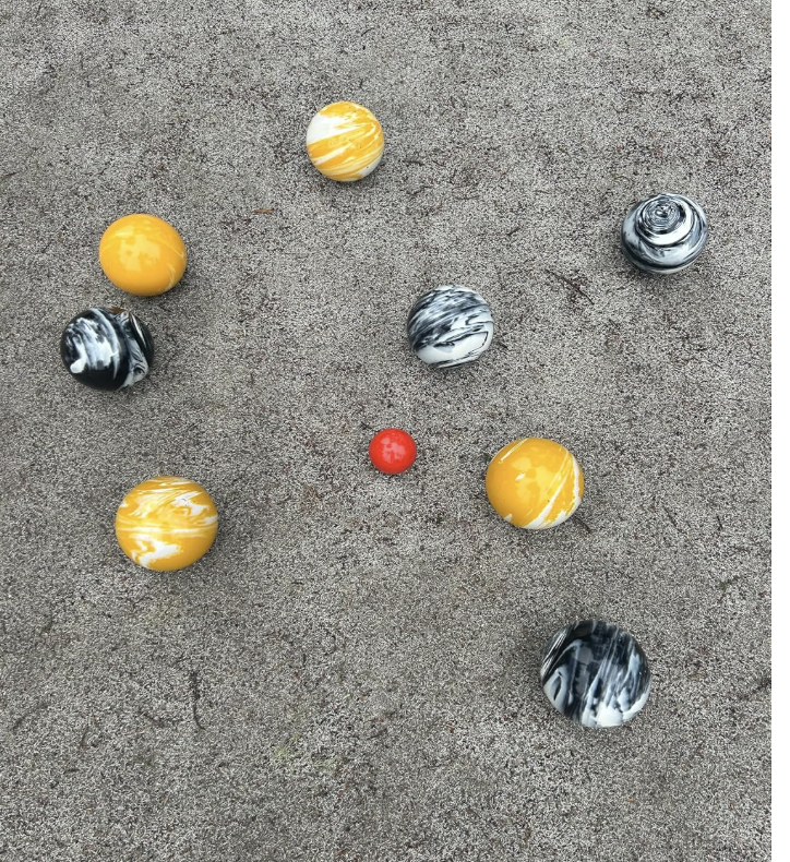 EPCO 107mm Tournament Quality Professional 8 ball Bocce Ball Set, Marble Black/Marble Yellow Balls Bag Included