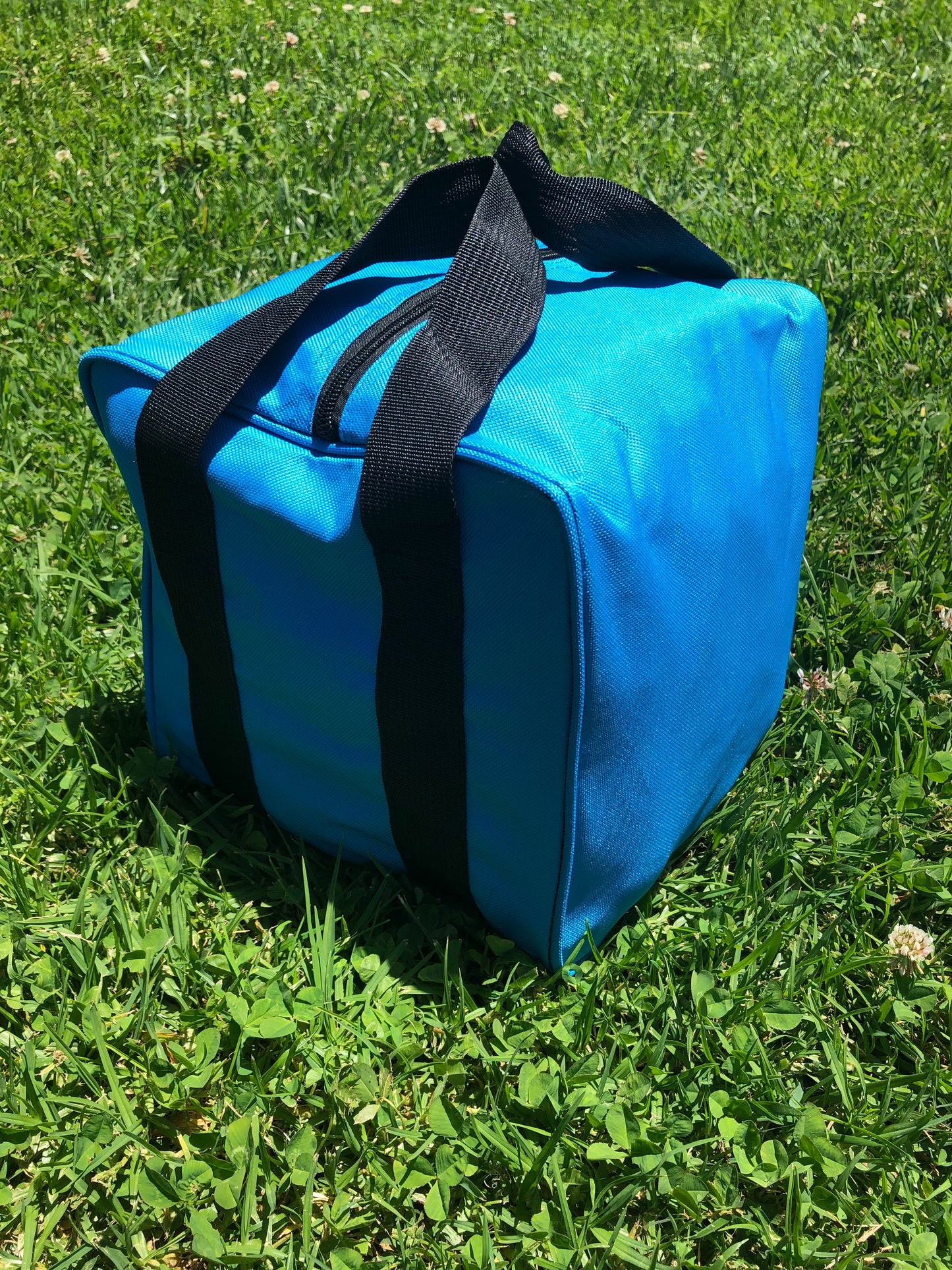 Heavy Duty Nylon Bocce Bag - Light Blue with Black Handles