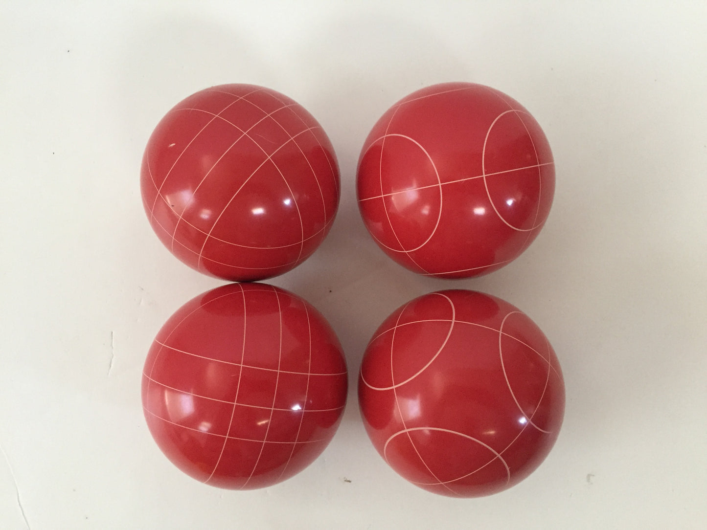 107mm 4 pack Bocce Balls  - Red with 2 different scoring patterns