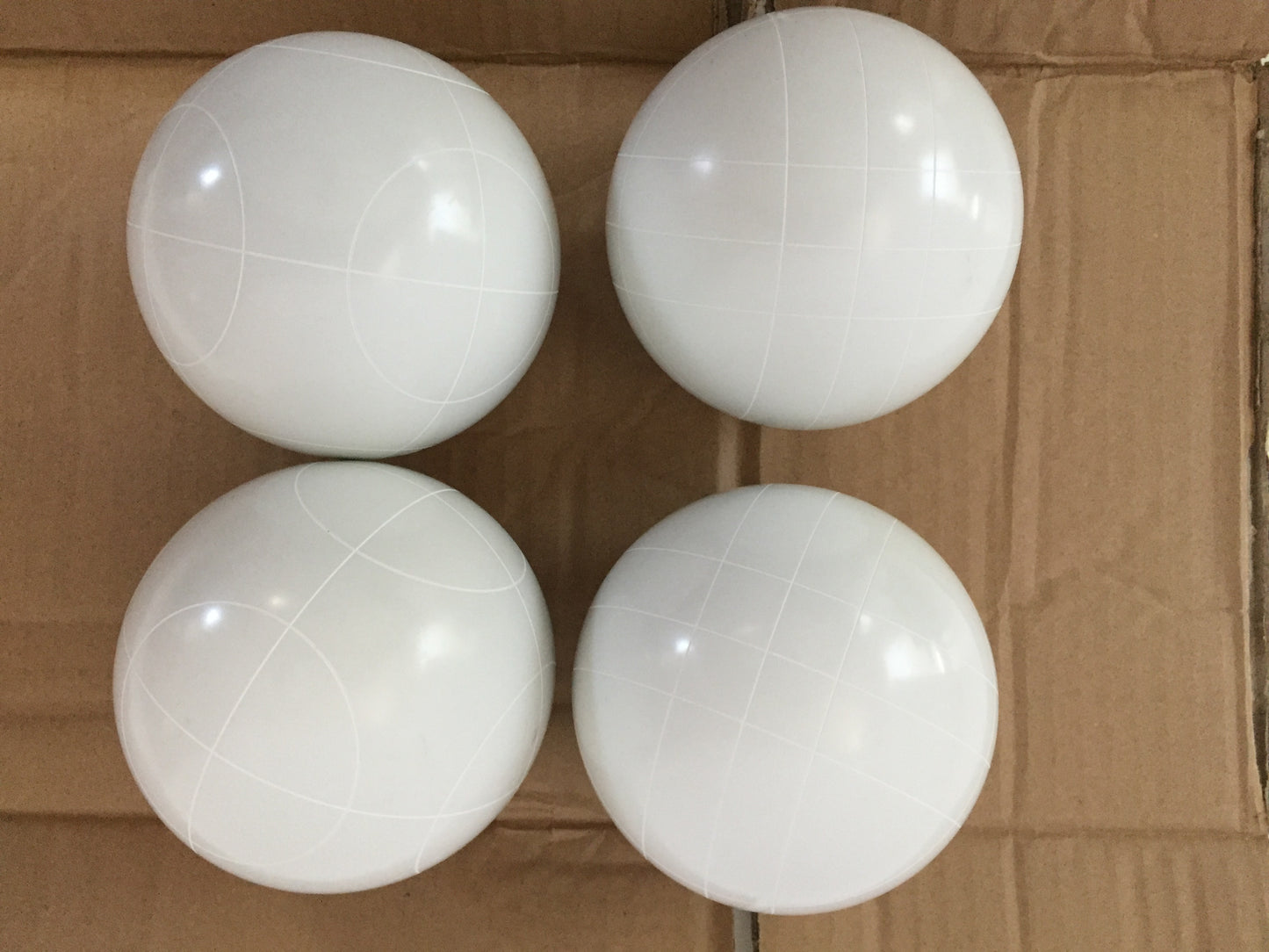 107mm 4 pack Bocce Balls  - White with 2 different scoring patterns