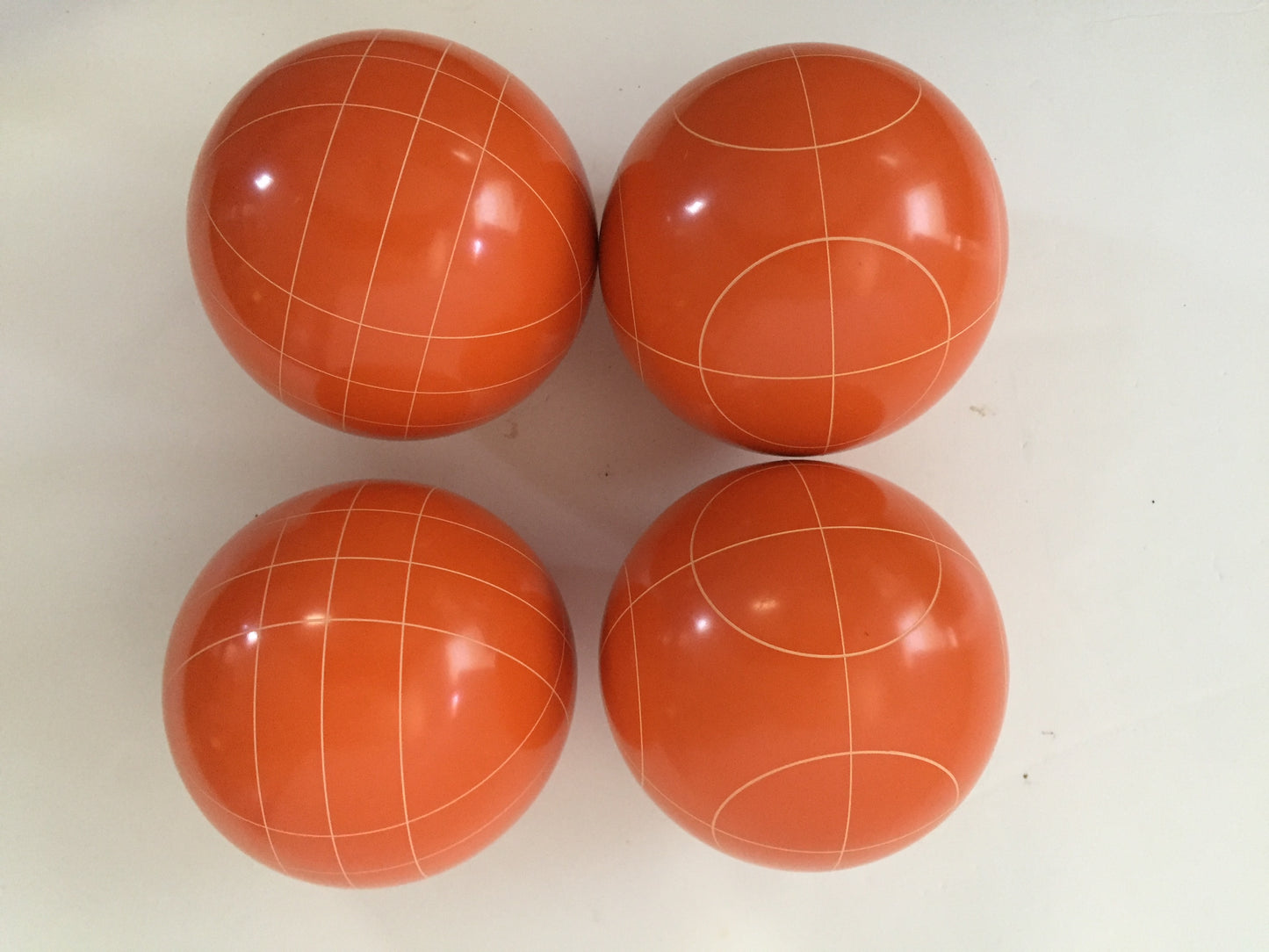 107mm 4 pack Bocce Balls  - Orange with 2 different scoring patterns