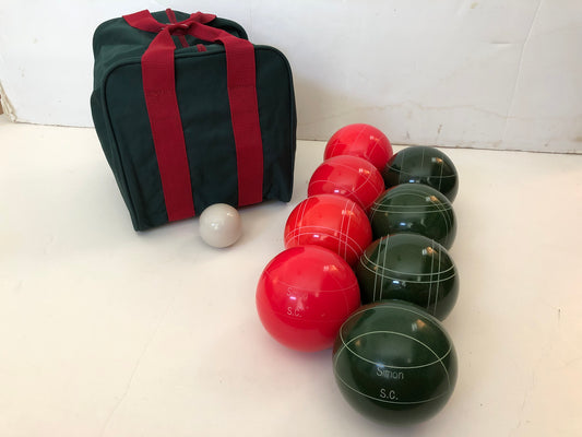 Engraved EPCO 110mm Light Red and Dark Green Tournament Quality Bocce Glo Set- Bag included