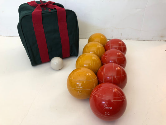 Engraved EPCO 110mm Gold and Rustic Orange Tournament Quality Bocce Glo Set- Bag included